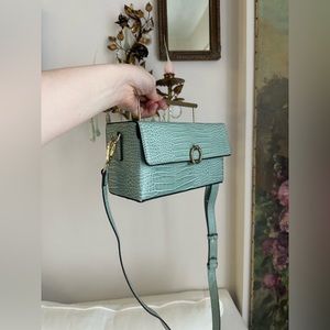 Topshop Blue Aqua Faux-snake skin handle crossbody bag
